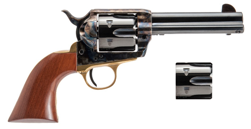 Cimarron Pistolero 9mm/357 Magnum, 4.75" Barrel, Case Hardened, Wood Grip, 6rd - Cimarron Firearms | The Gun Shop