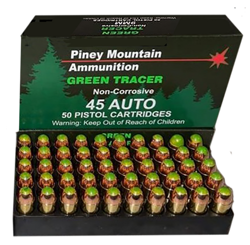 Piney Mountain Ammunition Green Tracer 45 ACP, 225gr, FMJ, 20rd Box - Ammo | The Gun Shop