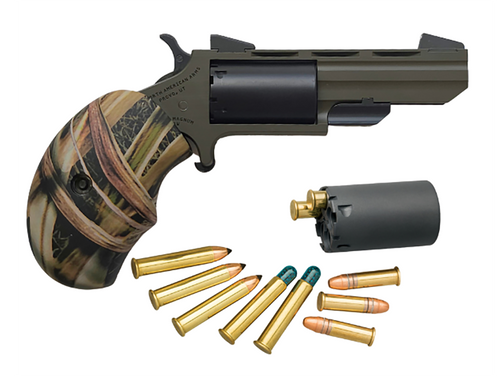 NAA Huntsman 22 Mag/22 LR, 2" Barrel, Olive Drab Green, Includes Cylinder & Black Leather Holster, 5rd - Firearm | The Gun Shop