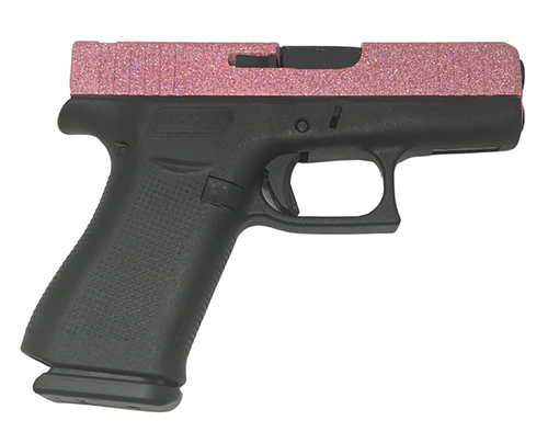 Glock G43x 9mm, 3.41" Barrel, Glamour Pink Glitter Slide, Black Frame, 10rd - Firearm | The Gun Shop