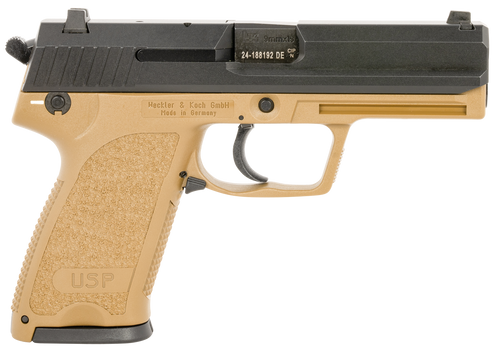 HK USP9 V1 9mm, 4.86" Barrel, Black Slide, Flat Dark Earth Frame, 15rd - Firearm | The Gun Shop