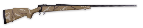 Weatherby Vanguard Outfitter 243 Winchester, 24" Threaded Barrel, Brown and White Hand Sponge Paint, 5rd - Firearm | The Gun Shop