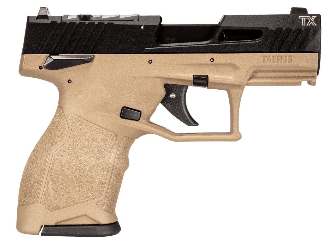 Taurus TX22C 22 LR, 3.6" Threaded Barrel, Flat Dark Earth Frame, Black Slide, 13rd - Concealed Carry Guns | The Gun Shop