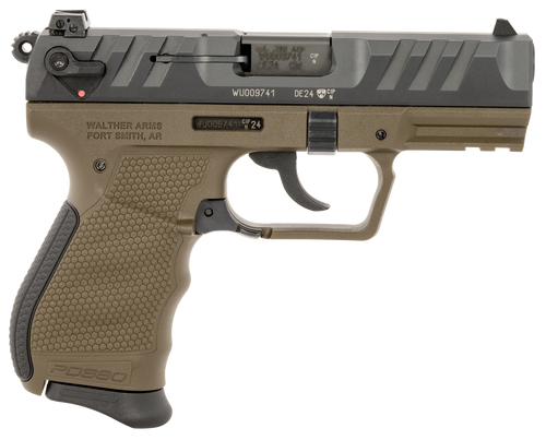 Walther PD380 380 ACP, 3.7" Barrel, Military Green Grip, Black Slide, 9rd - Firearm | The Gun Shop