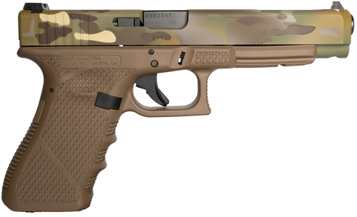 Weapon Works Glock 34 Gen 3 9mm, 5.31" Barrel, MC Mesh Stippling, Flat Dark Earth Frame, 17rd - Firearm | The Gun Shop