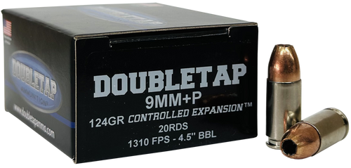 DoubleTap 9mm +P, 124gr, Jacketed Hollow Point, 20rd Box - Ammo | The Gun Shop
