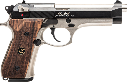 Rock Island Melik 9mm, 4.9" Barrel, Black Slide, Silver Frame, Wood Grip, 17rd - 1911 Guns | The Gun Shop