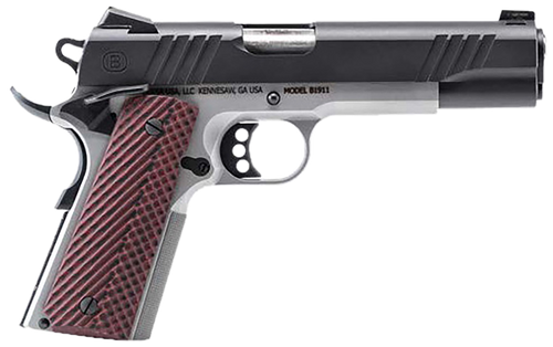 Bersa B1911 45 ACP, 5" Barrel, Black Slide, Stainless Frame, Red VZ Grip, 8rd - 1911 Guns | The Gun Shop