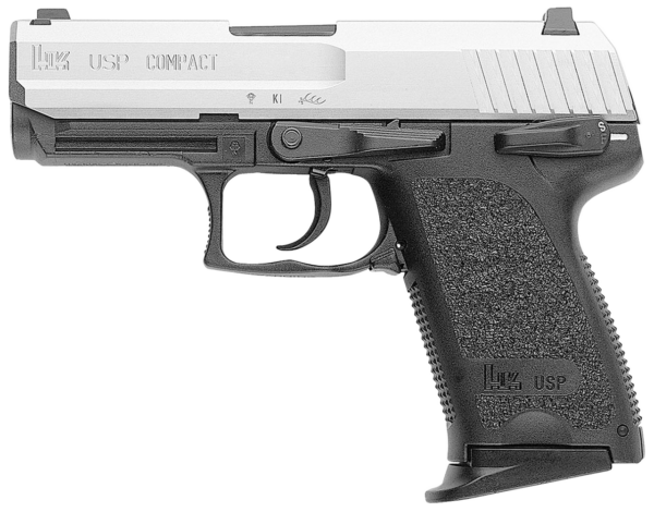 HK USP9 Compact Stainless (V1) DA/SA, safety/decocking lever on left, two 10rd magazines