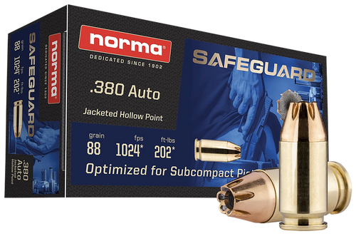 Norma Safeguard 380 ACP, 88gr, Jacketed Hollow Point, 50rd Box - Ammunition | The Gun Shop
