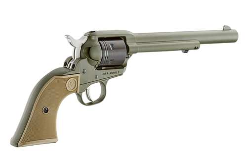 Ruger Wrangler 22 LR, 6" Barrel, Olive Drab Green Cerakote, Flat Dark Earth Grip, 6rd - Firearm | The Gun Shop