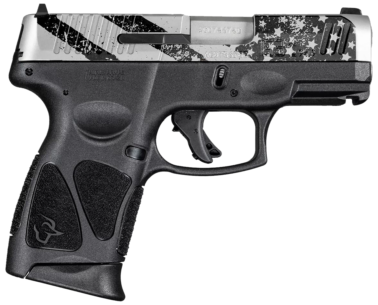 Taurus G3c 9mm, 3.26" Barrel, Silver Slide, Black Laser Engraved USA Flag, 10rd - Concealed Carry Guns | The Gun Shop