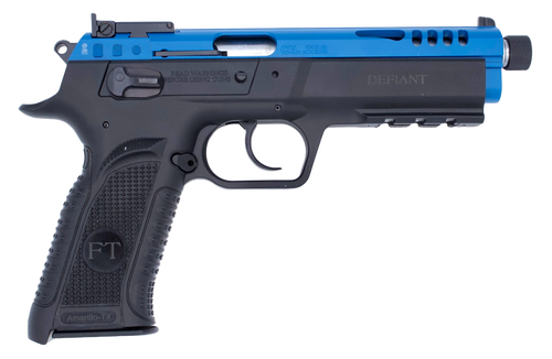 Tanfoglio Defiant Force 22 LR, 4.4" Barrel, Blue Slide, Black Frame, 10rd - Firearm | The Gun Shop