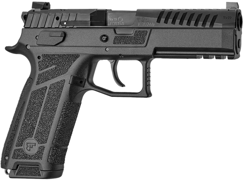 CZ P-09F Nocturne 9mm, 4.53" Barrel, Matte Black, Optics Ready Slide, Holosun K and RMS Footprint, Contrast Luminescent 3-Dot Sights, Manual Safety, 2x10rd Mags - CZ USA | The Gun Shop