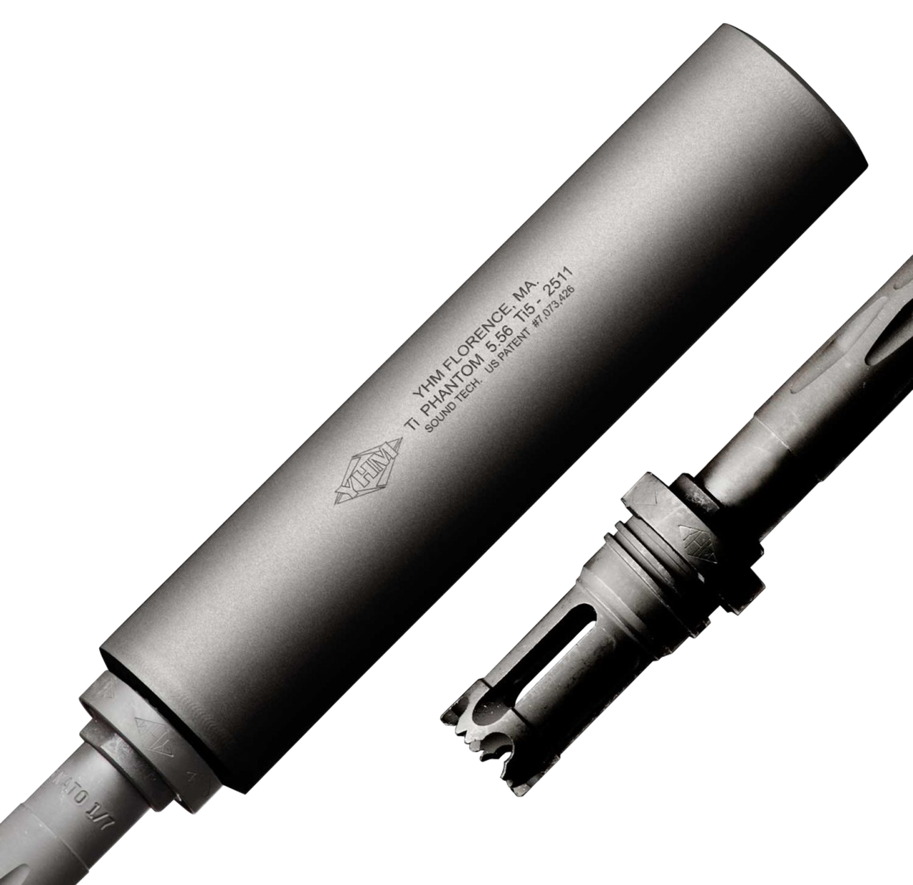 YHM Phantom Titanium .223 Silencer, Quick Detach Flash hider