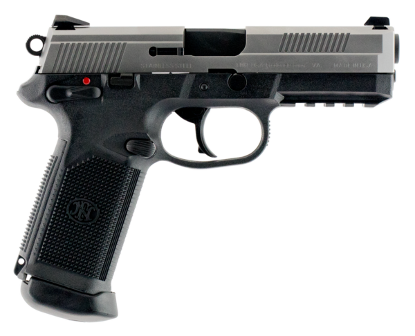 FN LE FNX-45 45 Automatic Colt Pistol (ACP) Single/Double 4.5", Black Interchangeable Backstrap Grip Black Polymer Frame Stainless Steel Slide, 15 rd