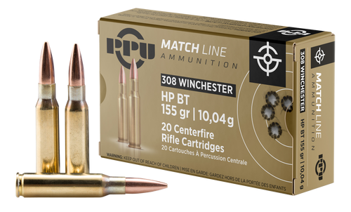 PPU Ammo 308 Win 7.62x51mm, 155gr, Hollow Point Boat-Tail, 20Bx/10Cs - Ammo | The Gun Shop