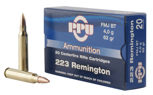 PPU Standard Rifle 223 Remington, 62gr, Full Metal Jacket Boat-Tail, 20rd Box - Ammo | The Gun Shop