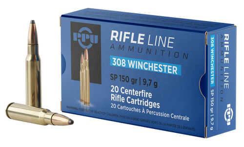 PPU Standard Rifle 308 Win 7.62x51mm, 150gr, Soft Point, 20rd box - Ammo | The Gun Shop