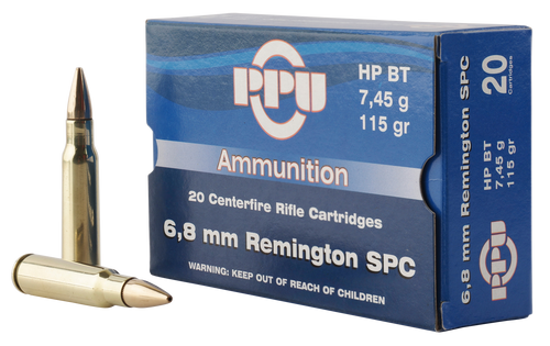 PPU Standard Rifle Rifle 6.8mm Remington SPC, 115gr, Hollow Point Boat-Tail, 20Bx/50Cs - Ammo | The Gun Shop