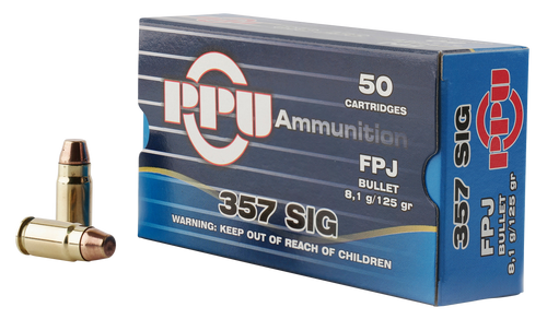 PPU Defense 357 Sig, 125gr, Flat Point Jacketed, 50rd Box - Ammunition | The Gun Shop