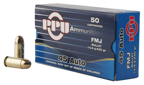 PPU Ammunition 45 ACP, 230gr, Full Metal Jacket, 50Bx/10Cs - Ammo | The Gun Shop