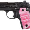 SIG P238 ESP Microcompact .380Acp 2.7 Barrel Siglite Night Sights Polished & Engraved Nitron Slide Pink Pearlite Grips 6 Round Mag