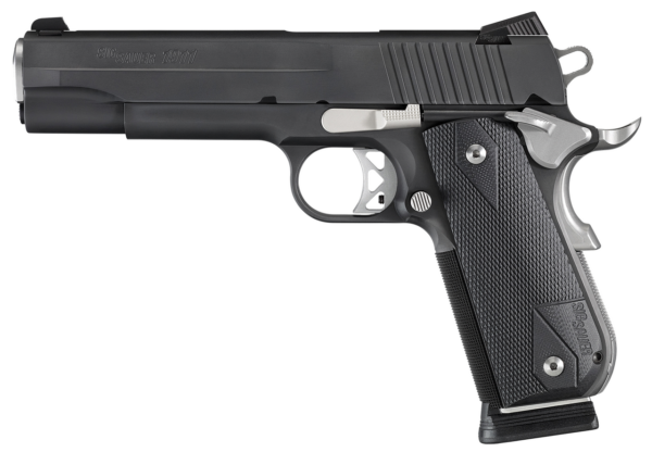 SIG 1911 357 SIG 5IN Nightmare BLK SAO Siglite Black G10 Grip (2) 8RD Steel MAG Fastback