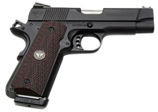Wilson Combat Professional Elite SAO 45 ACP 4" Barrel, Black G10 Diagonal Grips Black, 8rd