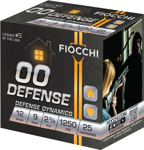 Fiocchi Defense 12 Ga, 2.75", 9 Pellet, 00 Buck, 25rd Box - Ammo | The Gun Shop