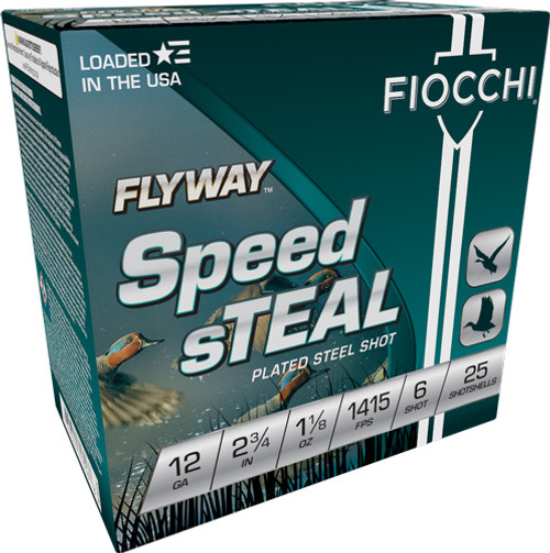 Fiocchi Speed Steal Flyway 12 Ga, 2.75", 1 1/8 oz, 6 Shot, 25rd Box - Ammunition | The Gun Shop