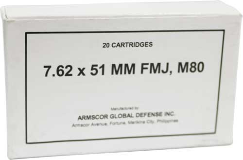 Armscor Precision M80 7.62x51mm, 147gr, Full Metal Jacket, 20rd Box - Ammo | The Gun Shop