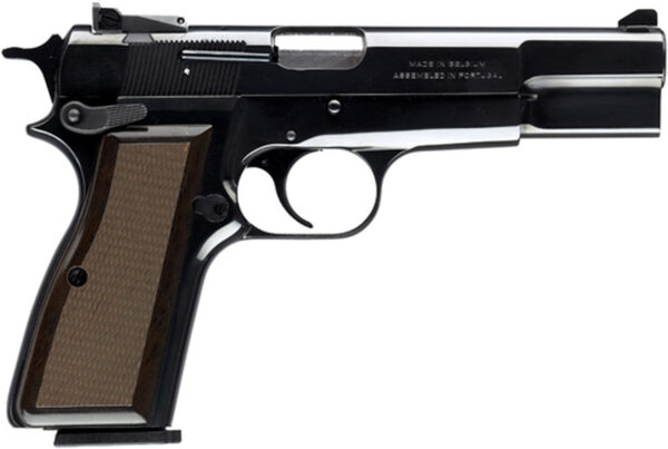 Browning Hi Power Standard 9mm 4.62" Barrel, AS Walnut Grips Blued, 10rd