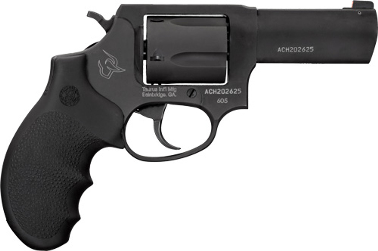 Taurus Defender 605, 357 Mag, DASA, 3" BBL, Black Steel Frame, Hogue Grips, Front Night Sight, 5Rnd - Taurus | The Gun Shop