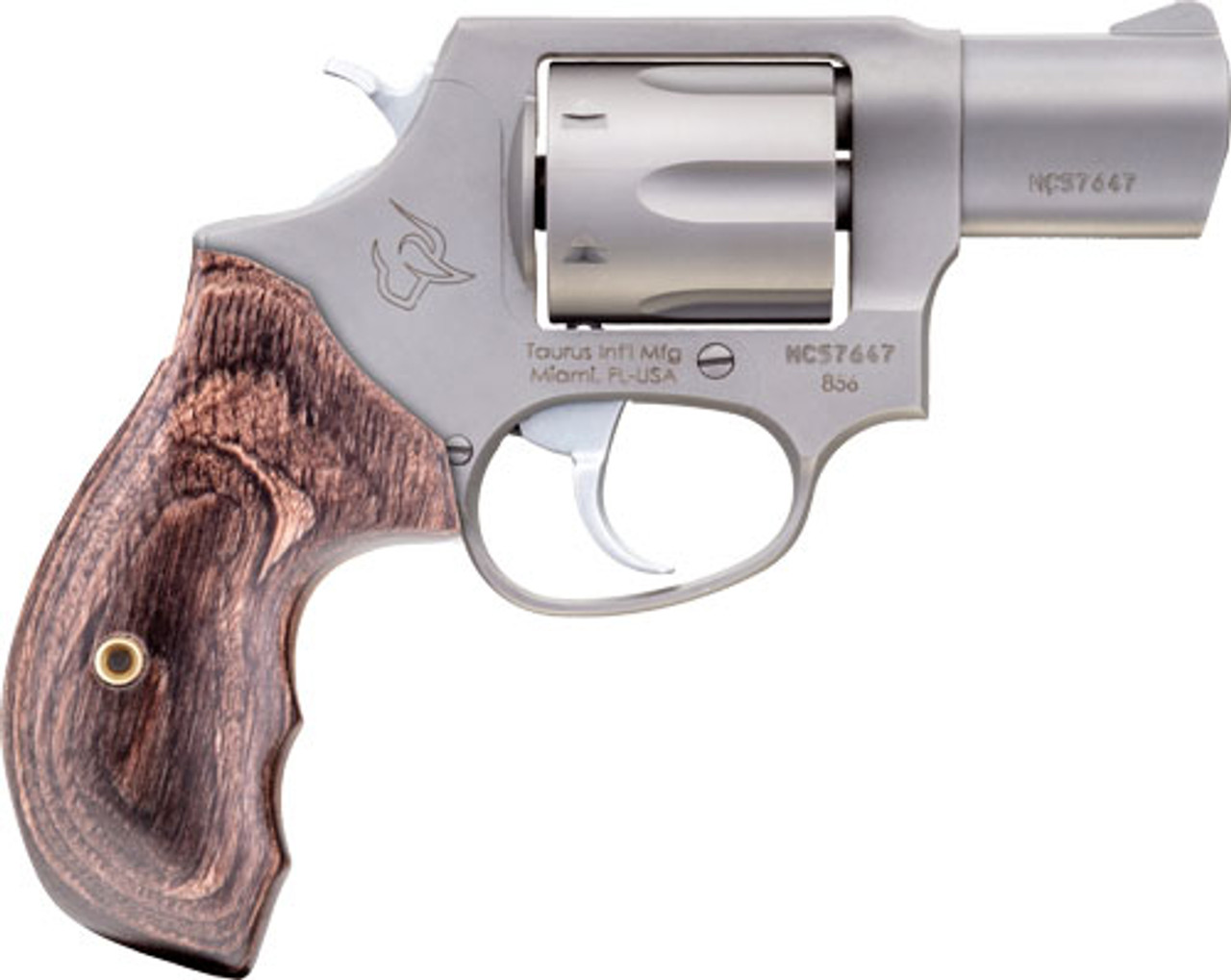 Taurus 856 38 SPL+P, 2" Stainless Steel Barrel, Stainless Finish, Walnut Grip, 6rd - Concealed Carry Guns | The Gun Shop