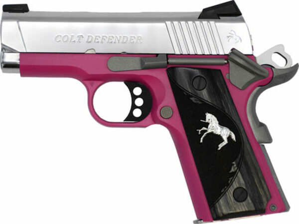 Colt Defender 1911, 9mm, 3" Barrel, TALO Exclusive Raspberry Frame/Polished SS Slide 8rd Mag