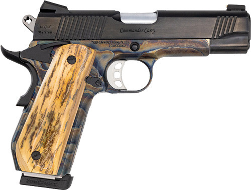 Tyler Gun Works 1911 45 ACP, 4.25" Barrel, Case Hardened Frame, Mammoth Ivory Grip, 7rd - Firearm | The Gun Shop