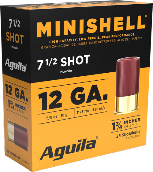 Aguila Minishell 12 Ga, 1.75", 5/8 oz, 7.5 Shot, 25rd Box - Aguila Ammunition | The Gun Shop