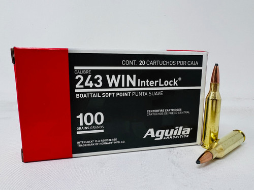 Aguila 243 Winchester, 100gr, Boat Tail Soft Point, 20rd Box - Aguila Ammunition | The Gun Shop