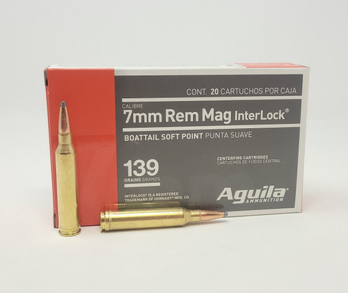 Aguila 7mm Remington Magnum, 139gr, Boat Tail Soft Point, 20rd Box - Aguila Ammunition | The Gun Shop