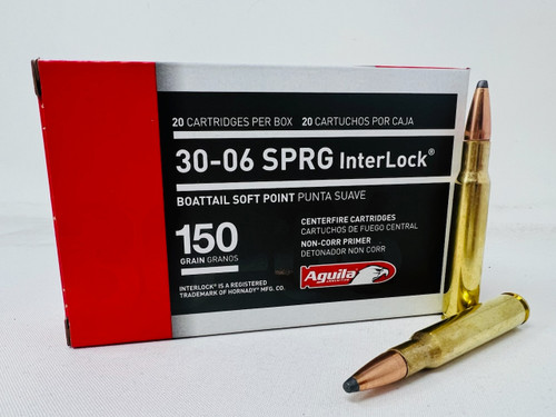 Aguila 30-06 Springfield, 150gr, Boat Tail Soft Point, 20rd Box - Aguila Ammunition | The Gun Shop