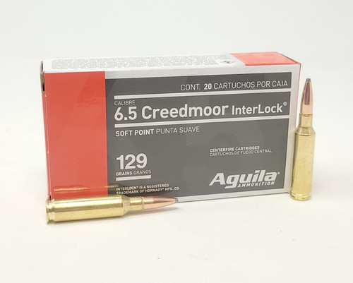 Aguila 6.5 Creedmoor, 129gr, Boat Tail Soft Point, 20rd Box - Aguila Ammunition | The Gun Shop
