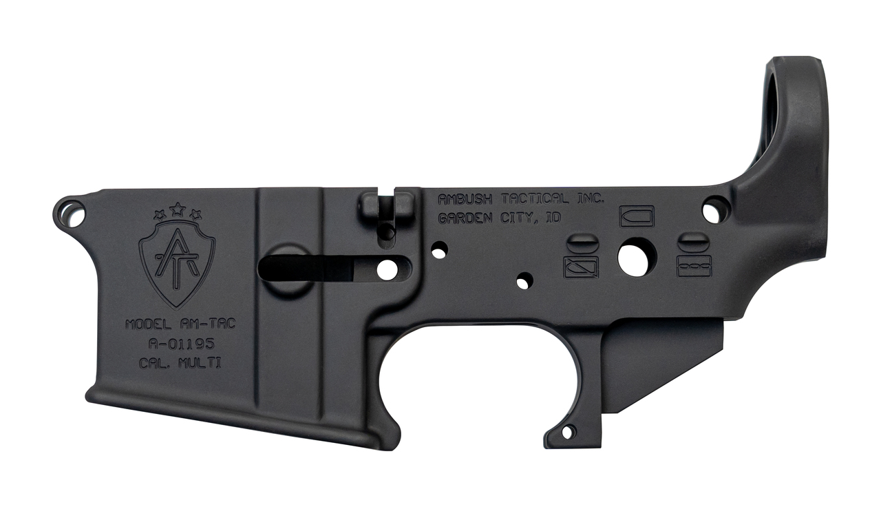 Ambush Tactical Stripped AR-15 Lower Receiver, Multi-Cal, Black