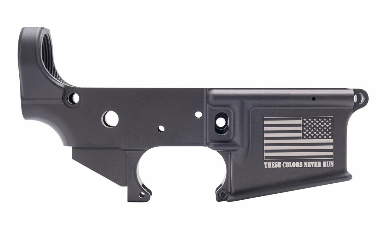 Anderson AR-15 Stripped Lower Receiver ''These Colors Never Run" Multi CalMarked