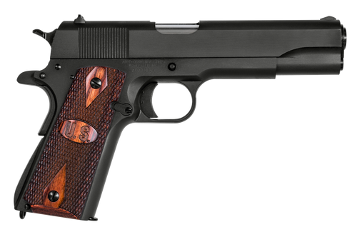 Auto-Ordnance 1911A1 9mm, 5" Barrel, Black, Checkered Wood Grip, 9rd - Auto Ordnance | The Gun Shop