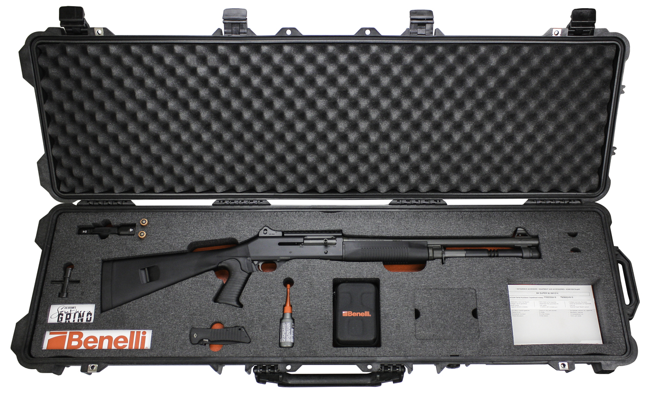 Benelli M4 12G Southern Grind Package, 18.5" Barrel Ghost Ring Sights, Case/Knife/Light