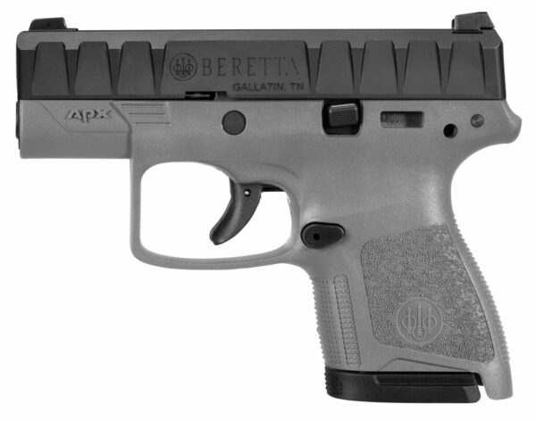Beretta APX Carry 9mm, 3.07" Barrel, Wolf Gray Grip, Black, Serrated Slide, 6rd+8rd Mags