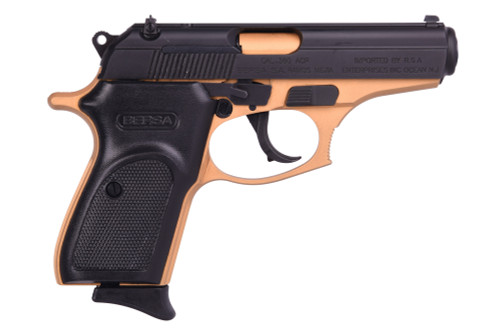 Bersa Thunder 380 ACP, 3.5" Barrel, Gold Frame, Black Slide/Grip, 8rd - Bersa | The Gun Shop
