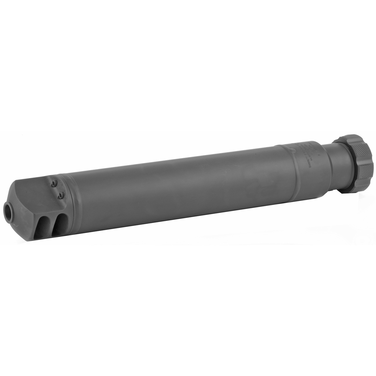 Barrett, QDL Rifle Suppressor, .50 BMG, 17.11" Long, Adds 12.73" in Length, 2.5" Diameter, 4.88 Pounds, 23dB Reduction, Quick Detach 1/4 Turn Lock Ring Mount, Made from 4130 Steel