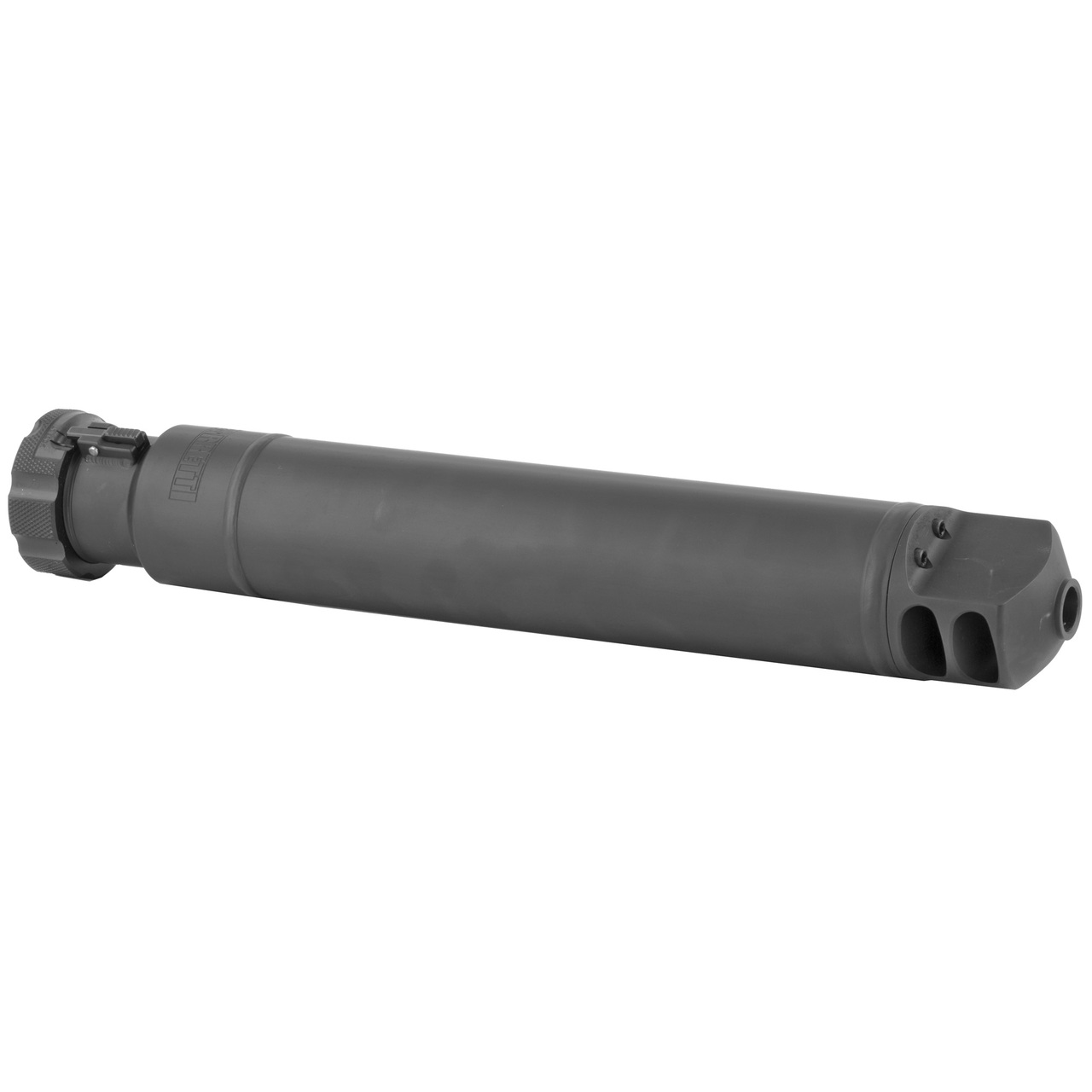 Barrett, QDL Rifle Suppressor, .50 BMG, 17.11" Long, Adds 12.73" in Length, 2.5" Diameter, 4.88 Pounds, 23dB Reduction, Quick Detach 1/4 Turn Lock Ring Mount, Made from 4130 Steel